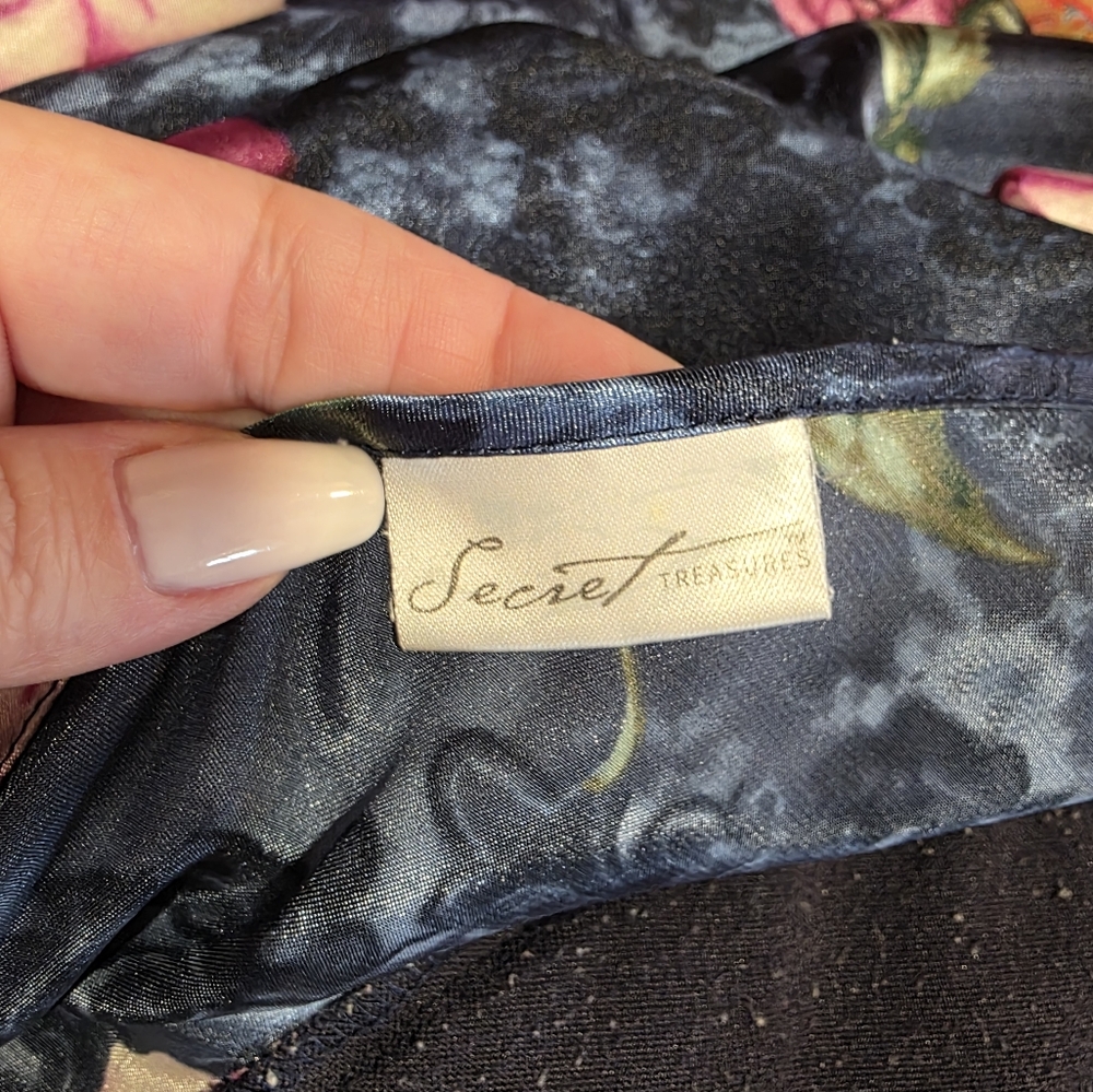 Vintage Whimsigoth Y2K Floral Satin Slip Dress Secret Treasures Blue & Pink - Picture 11 of 16